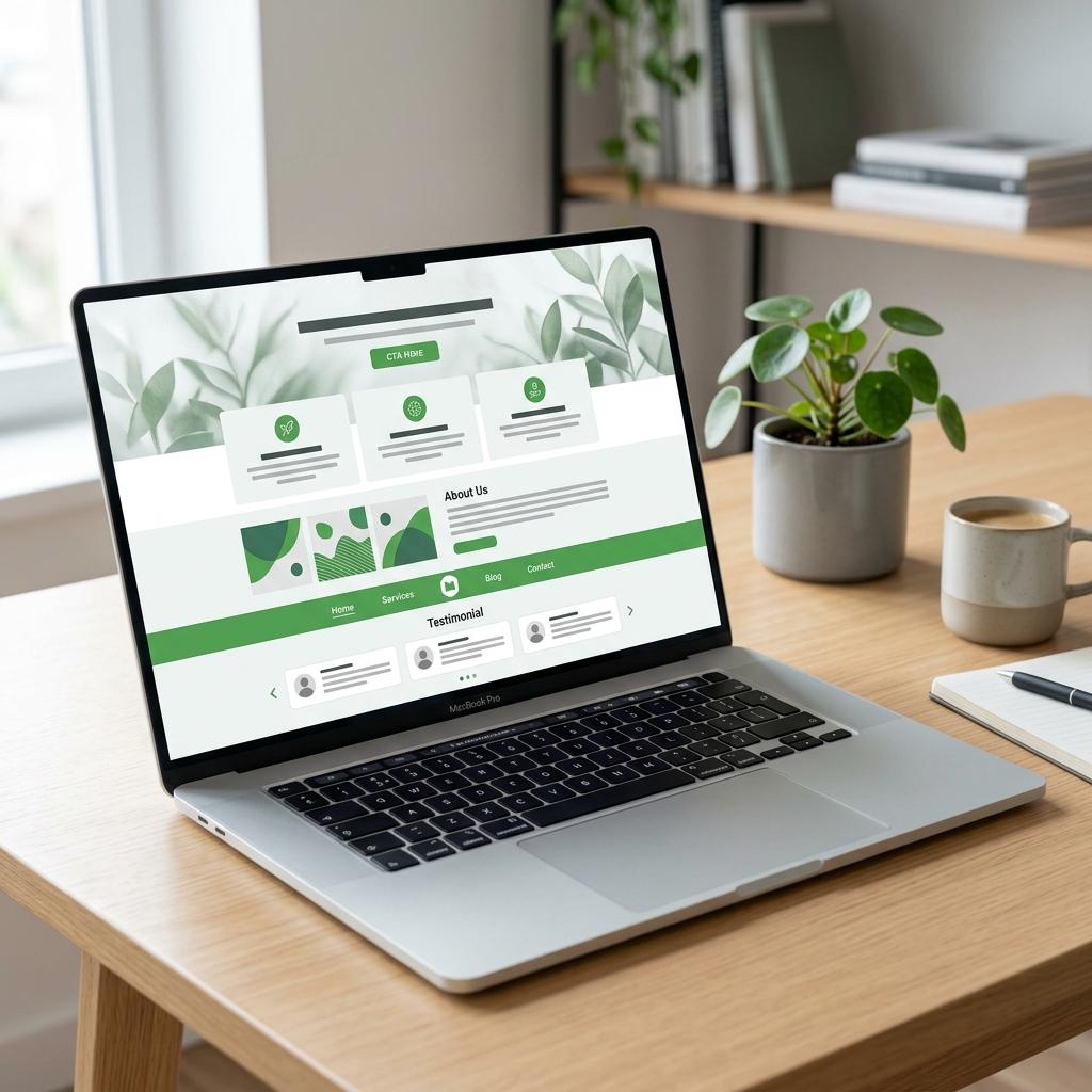 Modern website displayed on a laptop